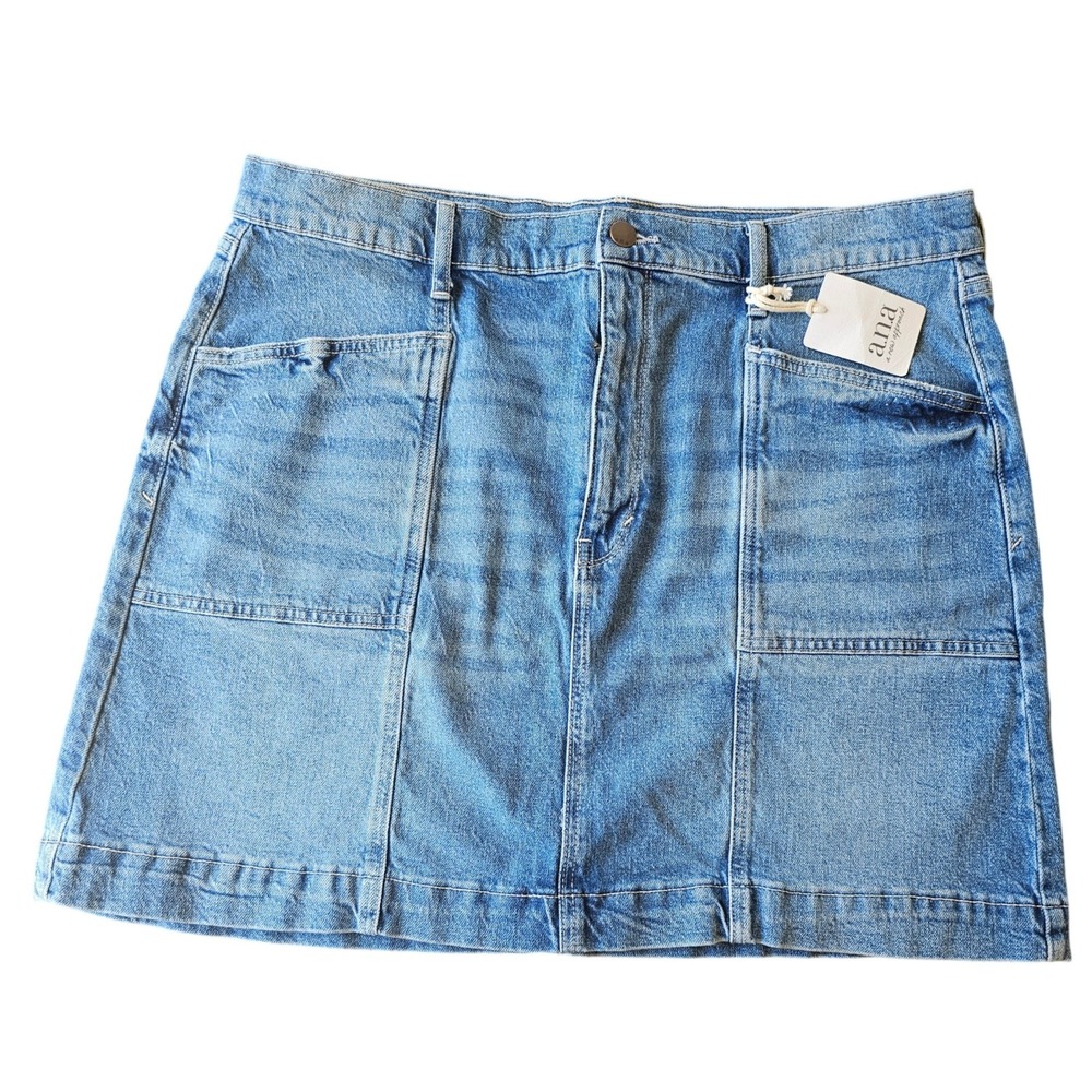 ANA A New Approach High Rise Denim Mini Skirt Size 18 Med Retro Blue NWT